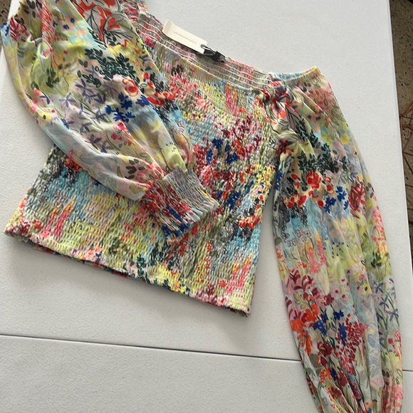 Anthropologie Tops - 🎈NWT Anthropologie Sz M  puff sleeveless floral see thr multicolor blouse top